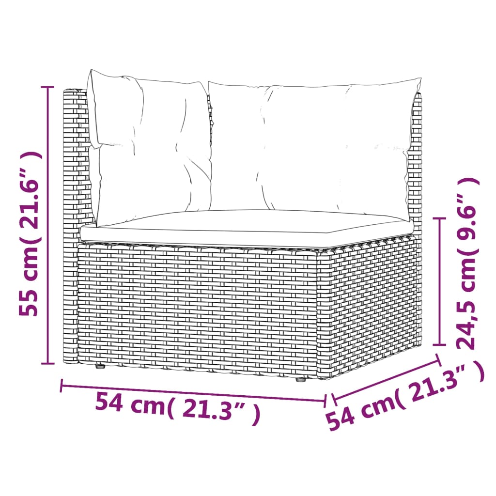 Set mobilier de grădină cu perne, 5 piese, gri, poliratan