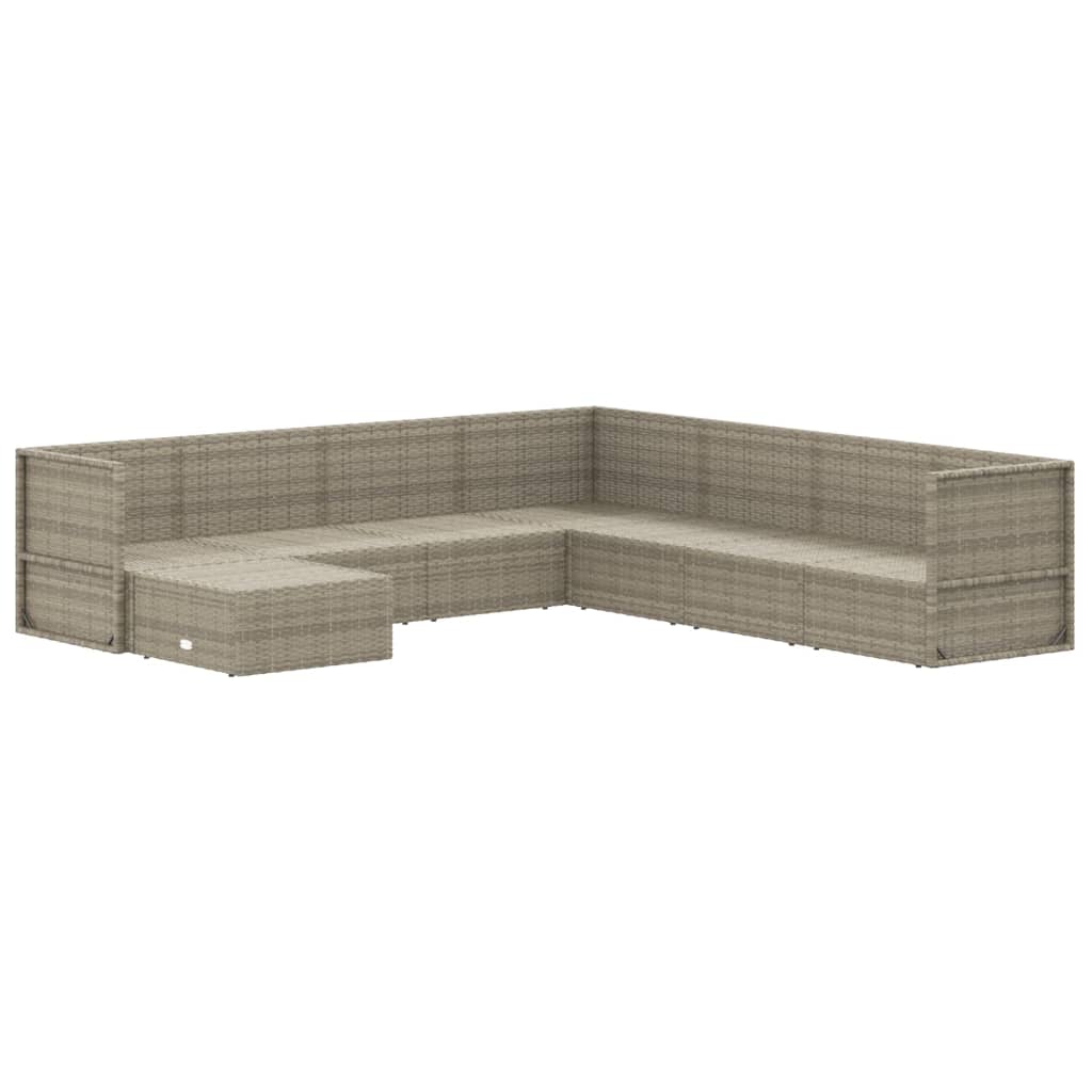 Set mobilier de grădină cu perne, 8 piese, gri, poliratan