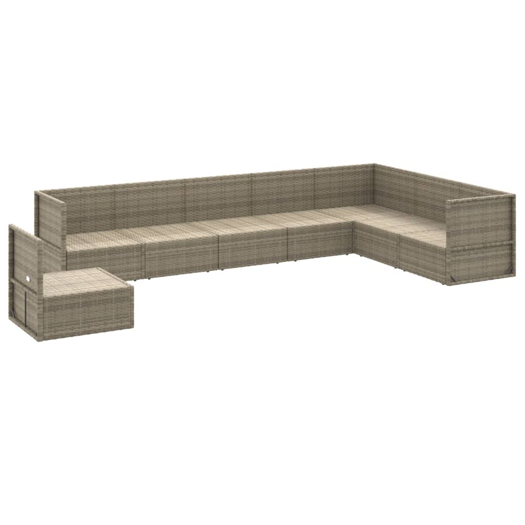 Set mobilier de grădină cu perne, 8 piese, gri, poliratan