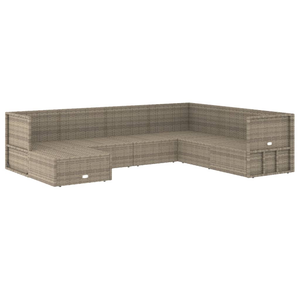 Set mobilier de grădină cu perne, 7 piese, gri, poliratan