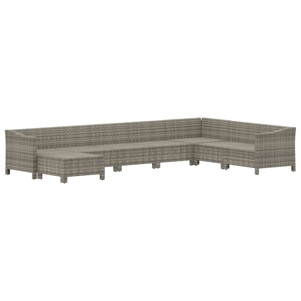 Set mobilier de grădină cu perne, 8 piese, gri, poliratan