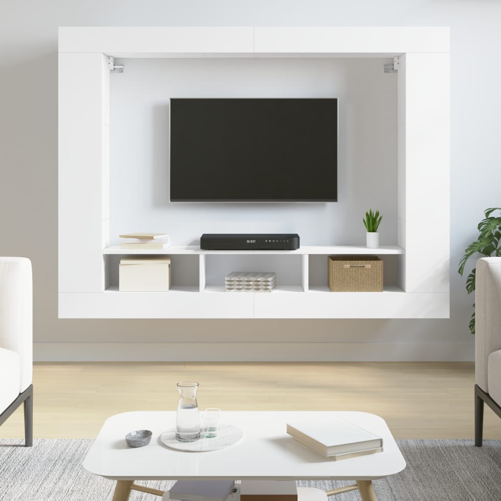 vidaXL tv-møbel 152x22x113 cm konstrueret træ hvid