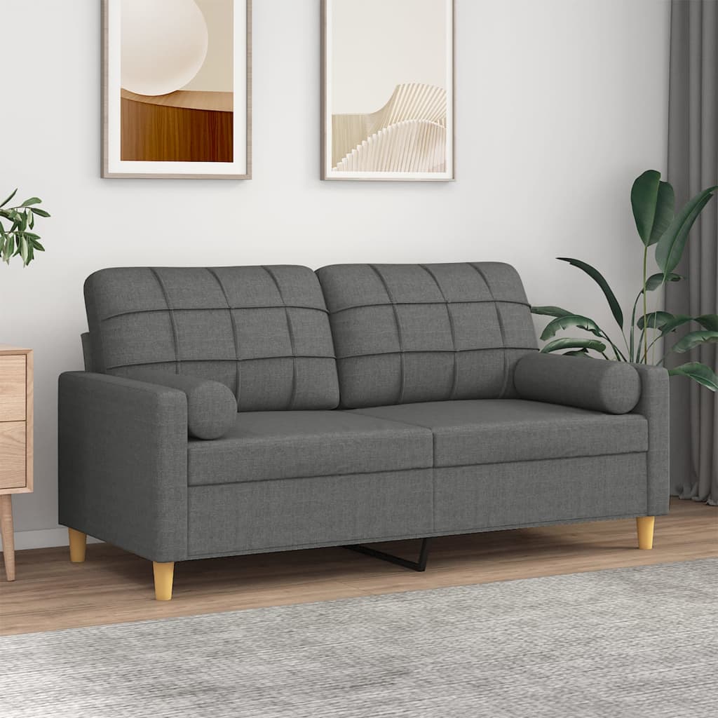 vidaXL 2-personers sofa med pyntepuder 140 cm stof mørkegrå