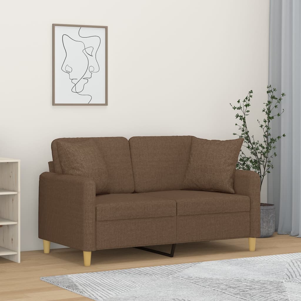 vidaXL 2-personers sofa med pyntepuder 120 cm stof brun