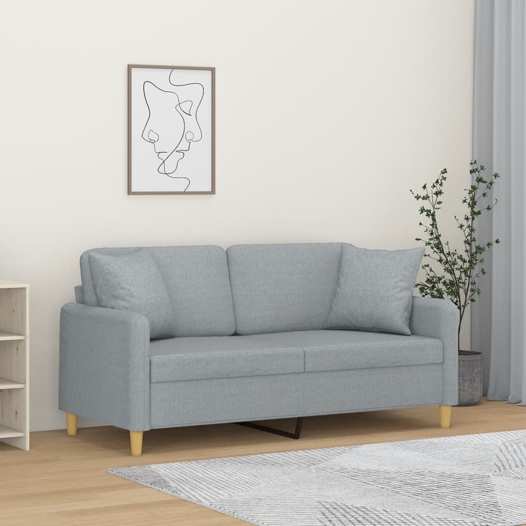 vidaXL 2-personers sofa med pyntepuder 140 cm stof lysegrå