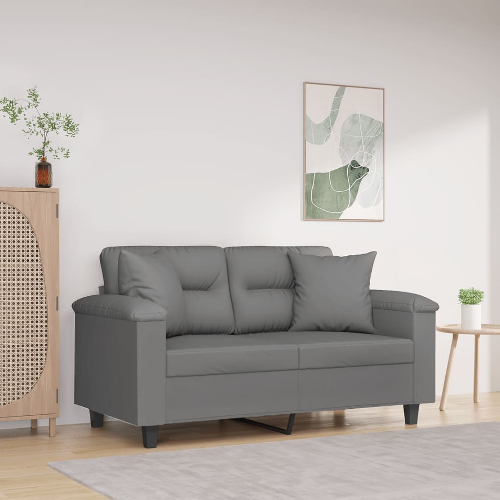 vidaXL 2-personers sofa med puder 120 cm mikrofiberstof mørkegrå