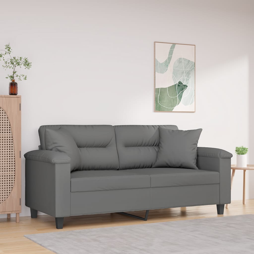 vidaXL 2-personers sofa med puder 140 cm mikrofiberstof mørkegrå