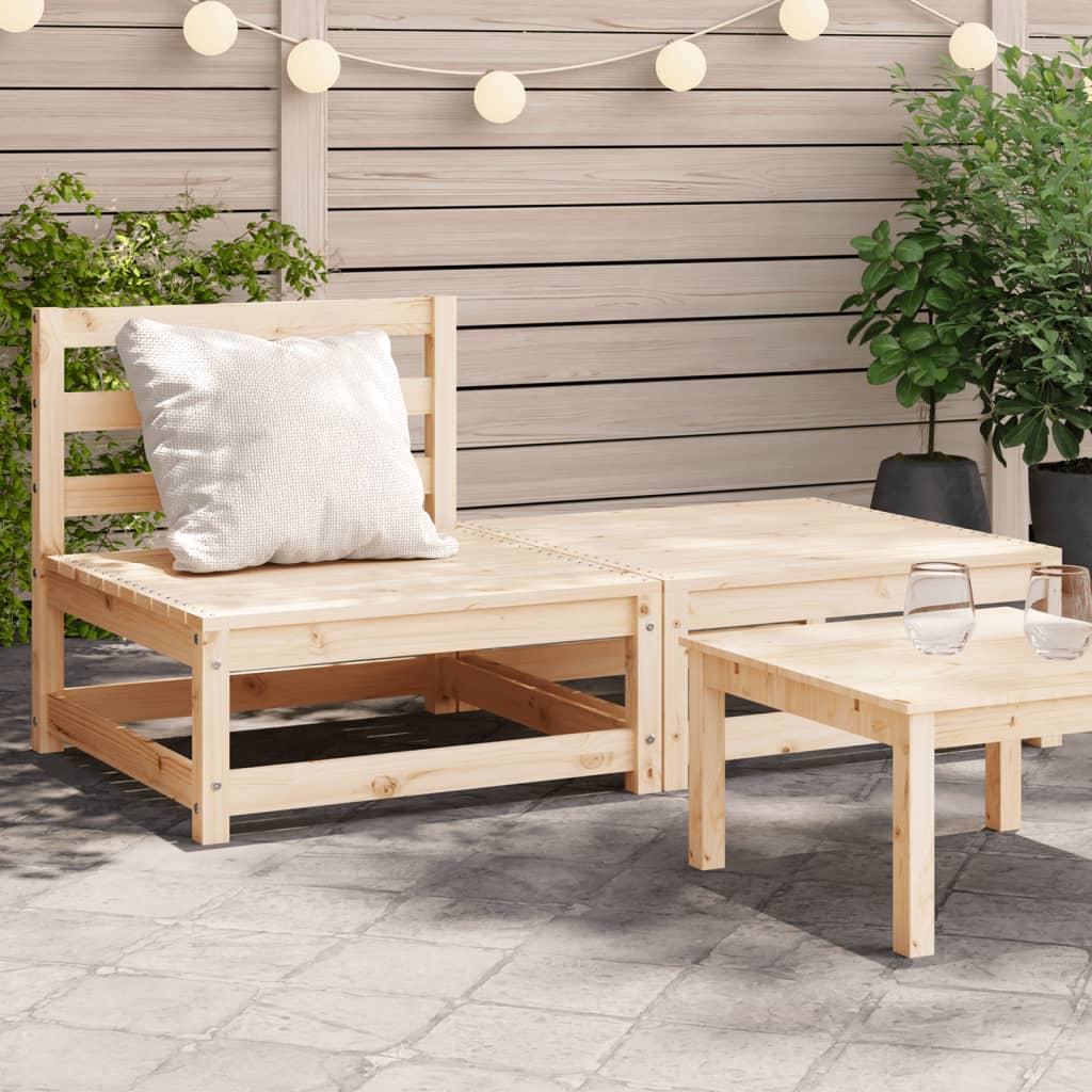 vidaXL Canapea de grădină fără brațe cu taburet, lemn masiv de pin