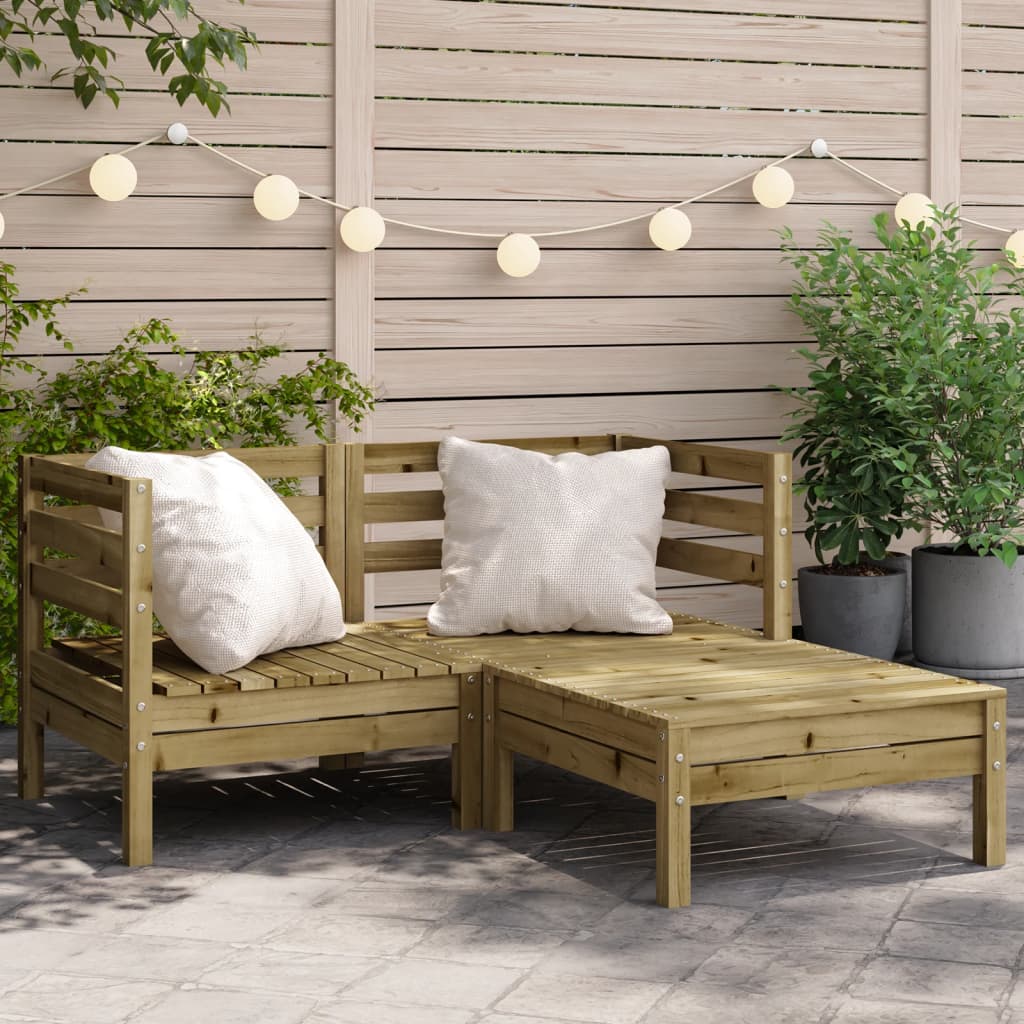 vidaXL Canapea de grădină 2 locuri/taburet, lemn de pin tratat