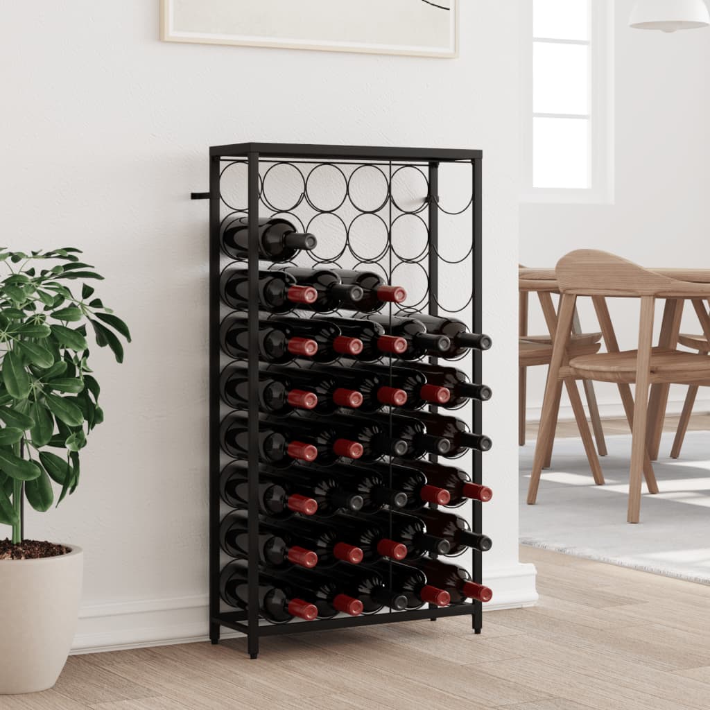 vidaXL Suport sticle vin, 45 de sticle negru 54x18x100 cm fier forjat