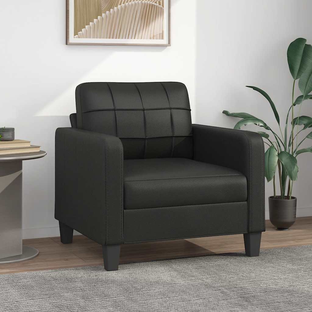 Poltrona Couro Artificial 60 cm Preto VIDAXL