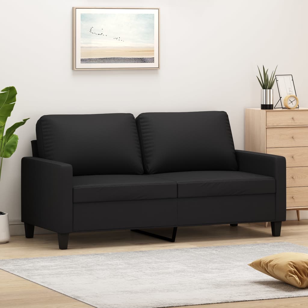 vidaXL Sofá de 2 lugares 140 cm couro artificial preto