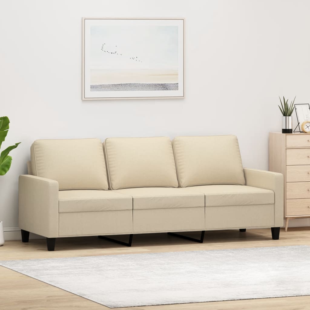 vidaXL 3-personers sofa 180 cm stof cremefarvet