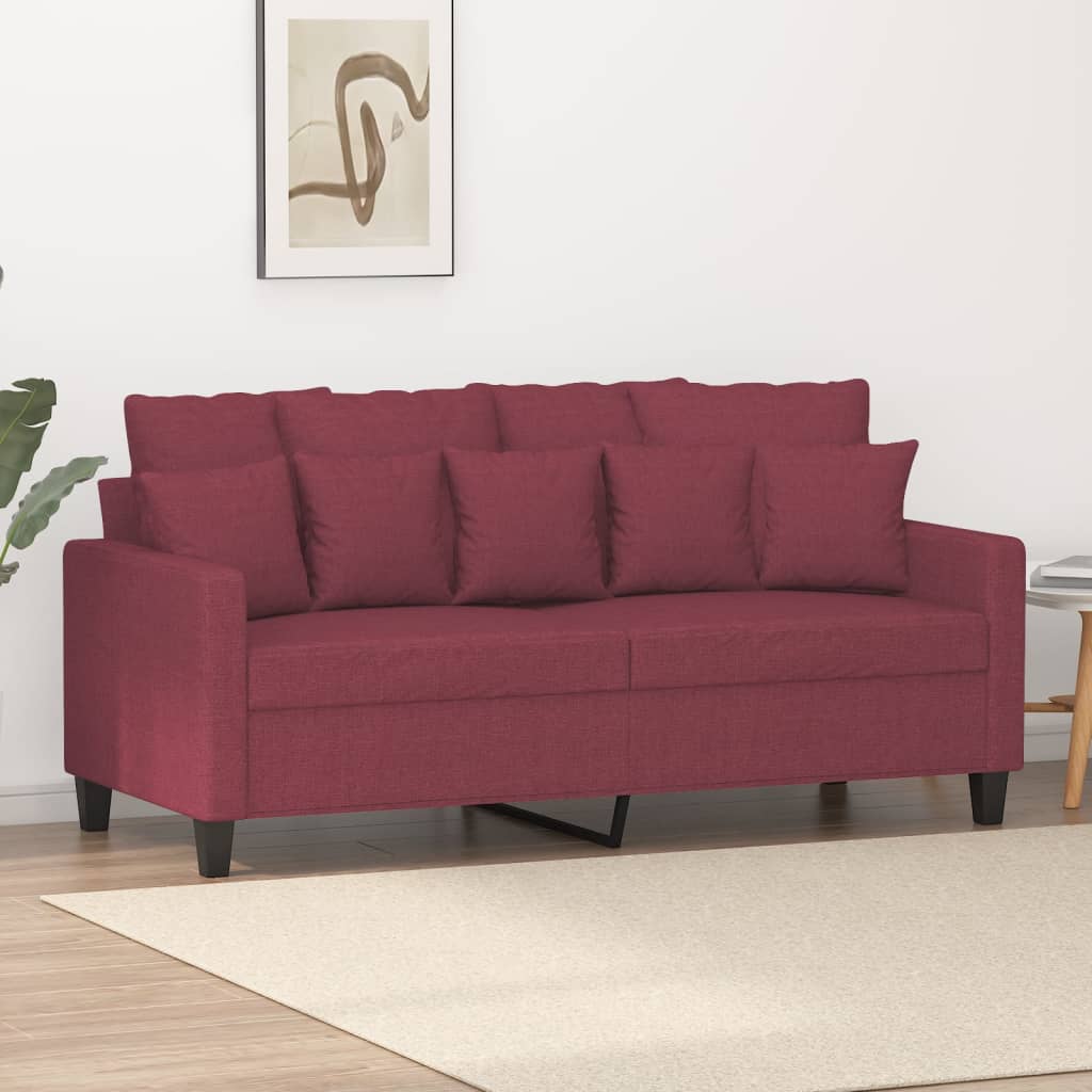 vidaXL Sofá de 2 lugares tecido 140 cm vermelho tinto