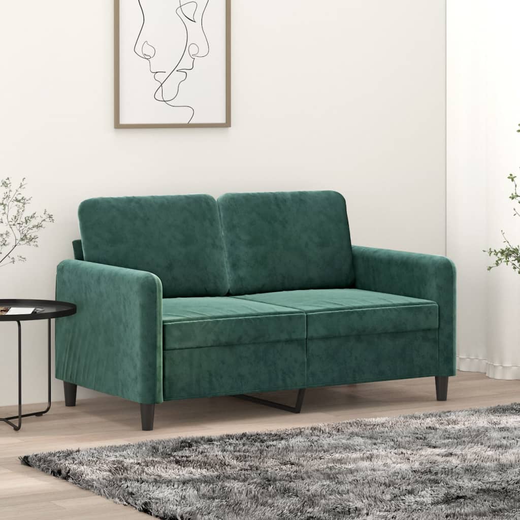 vidaXL 2-personers sofa 120 cm fløjl mørkegrøn