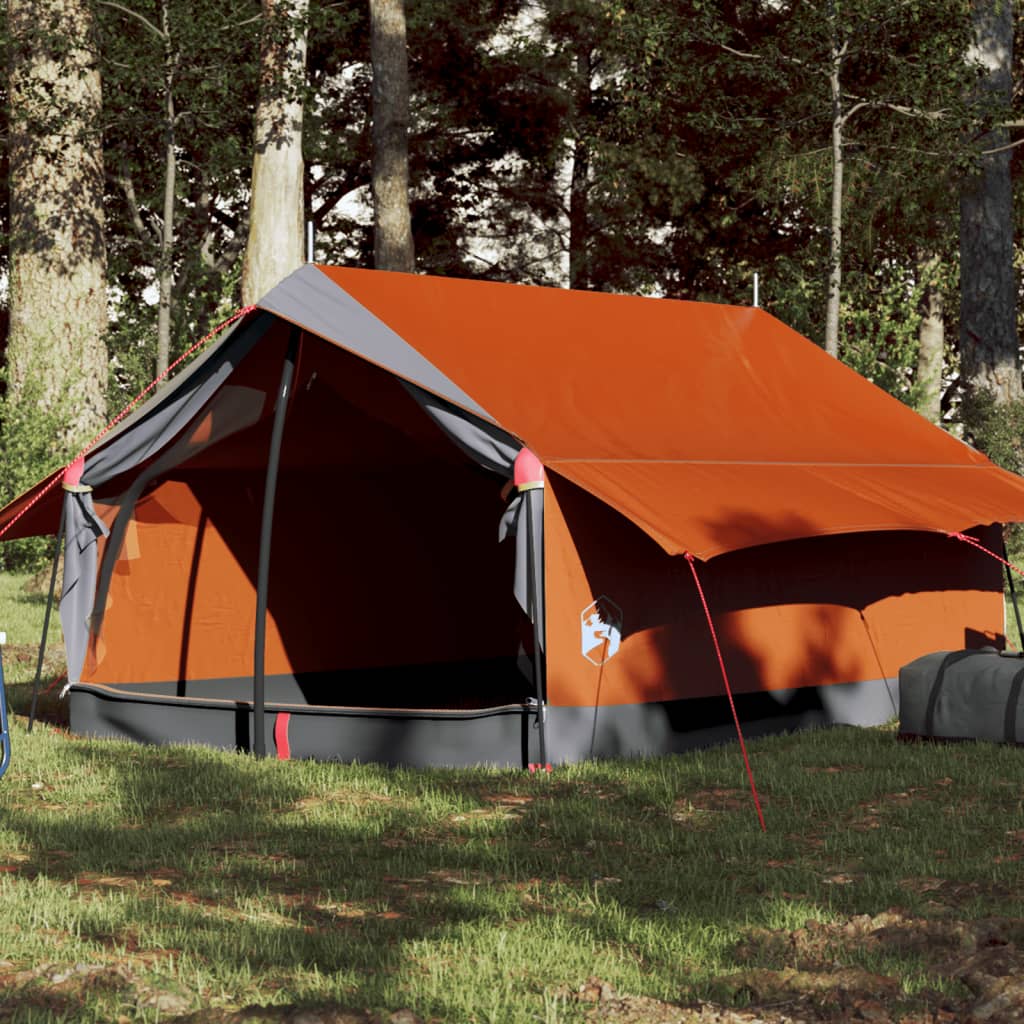 vidaXL Cort camping 2 pers. gri/portocaliu 193x122x96 cm tafta 185T