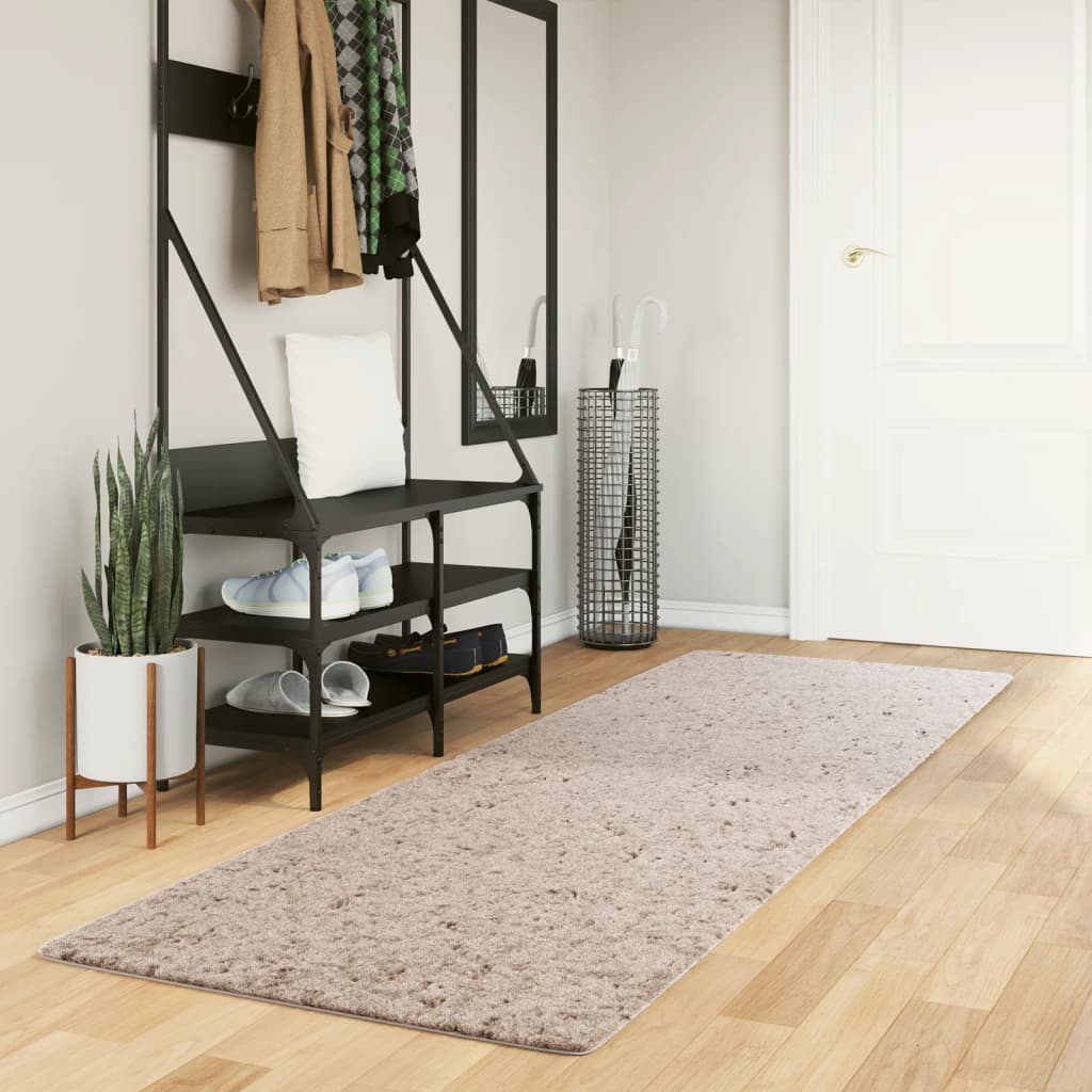 vidaXL Tapis shaggy à poils longs moderne beige 80x250 cm