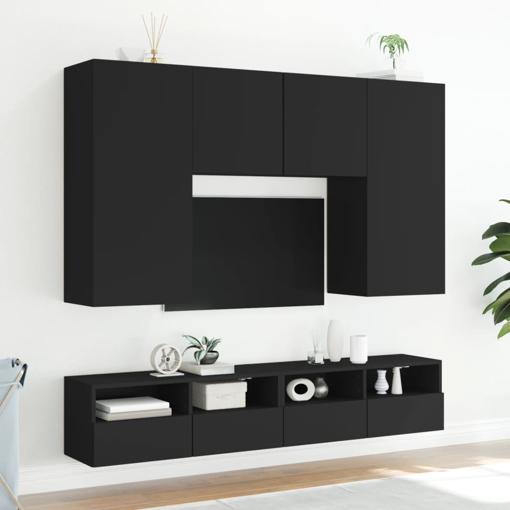 TV-Wandschrank Schwarz 100x30x30 cm Holzwerkstoff