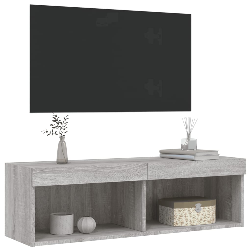 Gossi Comodă TV cu lumini LED, gri sonoma, 100x30x30 cm