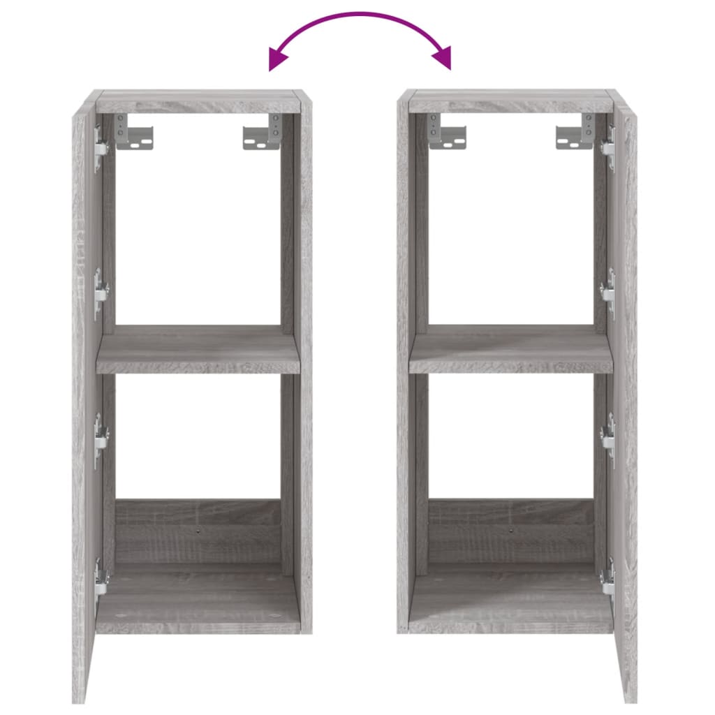 Gossi Comode TV cu lumini LED, 2 buc., gri sonoma, 30,5x35x70 cm