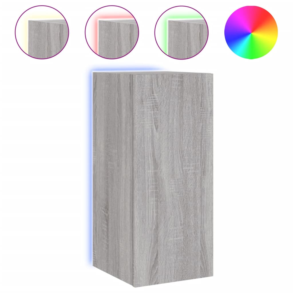 Gossi Comode TV cu lumini LED, 2 buc., gri sonoma, 30,5x35x70 cm