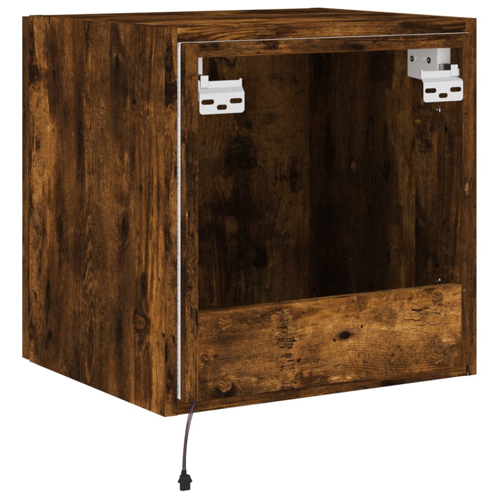 Gossi Comodă TV de perete cu LED, 2 buc. stejar fumuriu, 40,5x35x40cm