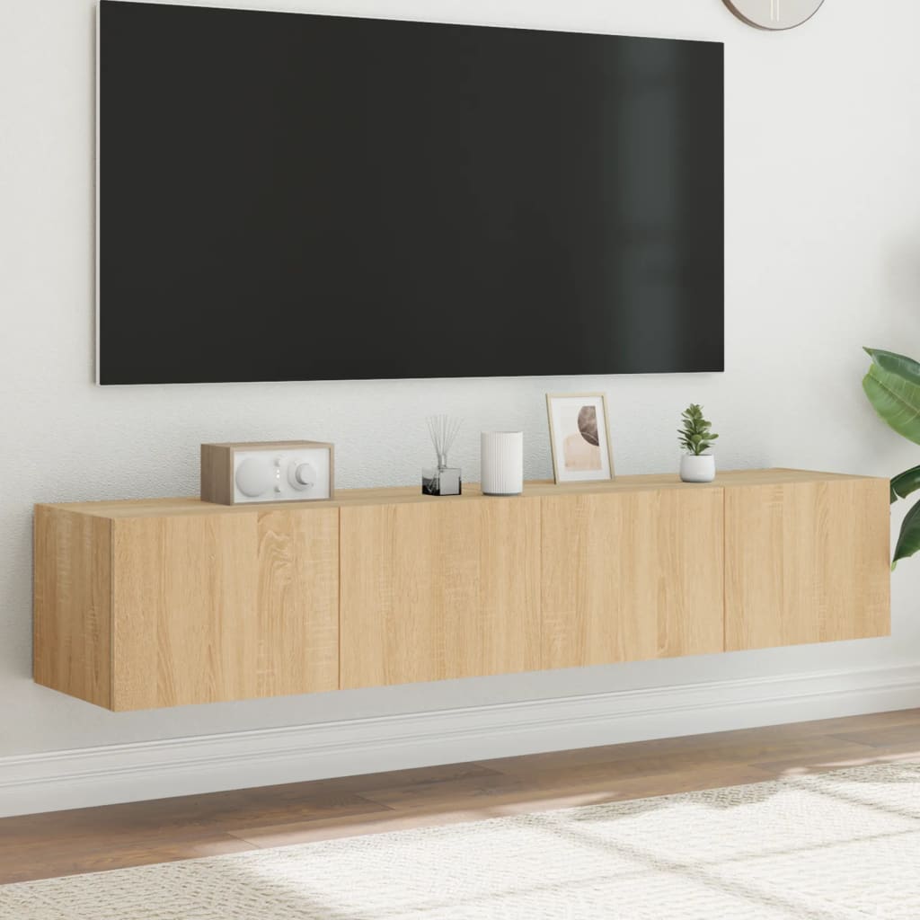 vidaXL Comodă TV de perete cu LED, 2 buc. stejar sonoma, 80x35x31 cm