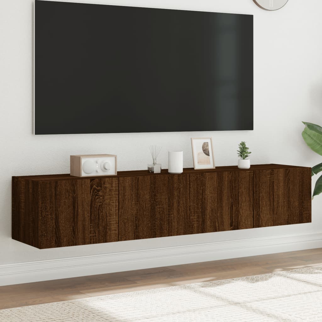 vidaXL Comodă TV de perete cu LED, 2 buc. stejar maro, 80x35x31 cm