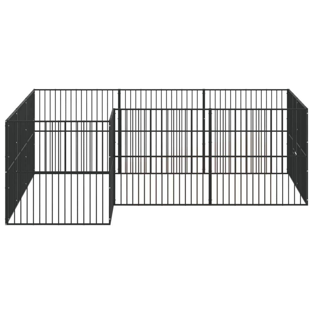 Ohrádka pro psy 12 panelů černá pozinkovaná ocel