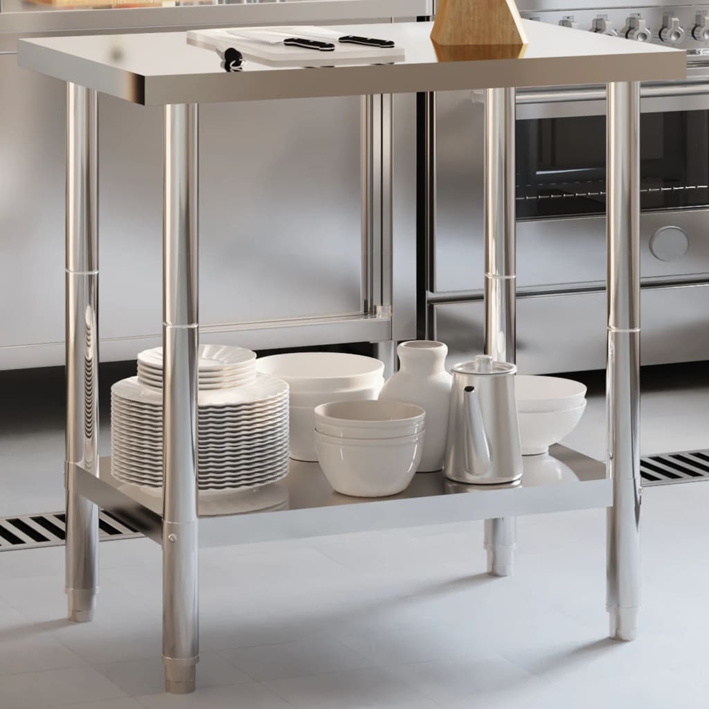 vidaXL arbejdsbord til køkken 82,5x55x85 cm rustfrit stål