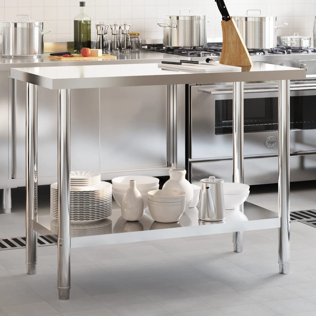 vidaXL arbejdsbord til køkken 110x55x85 cm rustfrit stål