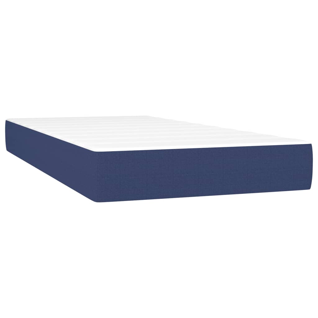 vidaXL Pat box spring cu saltea, albastru, 120x190 cm, material textil vidaXL Pat box spring cu saltea, albastru, 120x190 cm, material textil